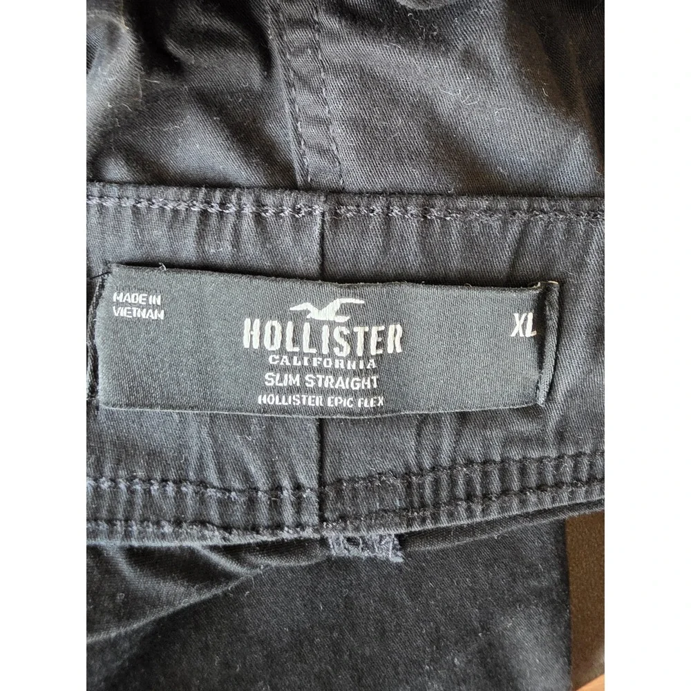 NWT Hollister Cargo Pants Men XL Black Solid Cotton Casual Streetwear Trousers